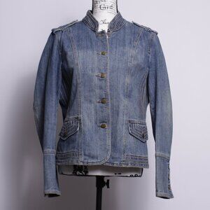 Vintage Baccini 1990s does 1970s fitted military style contrast stitching sz L